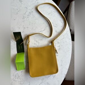 Longchamp Mustard Crossbody Bag Le Foulonné Small Zip Leather